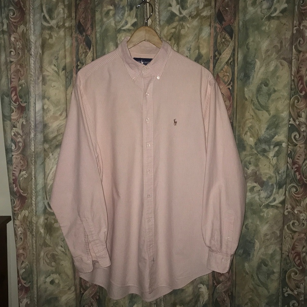 Ralph Lauren Pink & White Striped Oxford Shirt